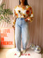 Norah floral paint top ecru