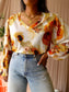 Norah floral paint top ecru