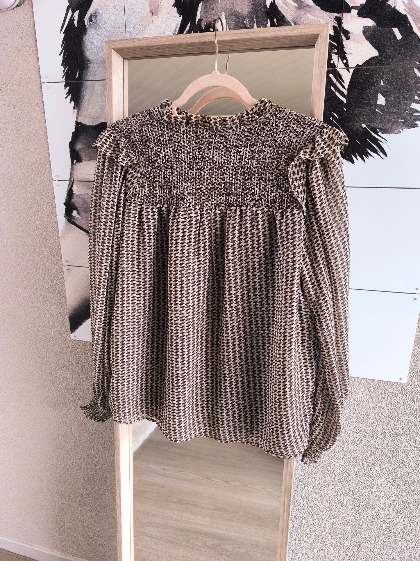 Neo Noir filja smock top cream coffee