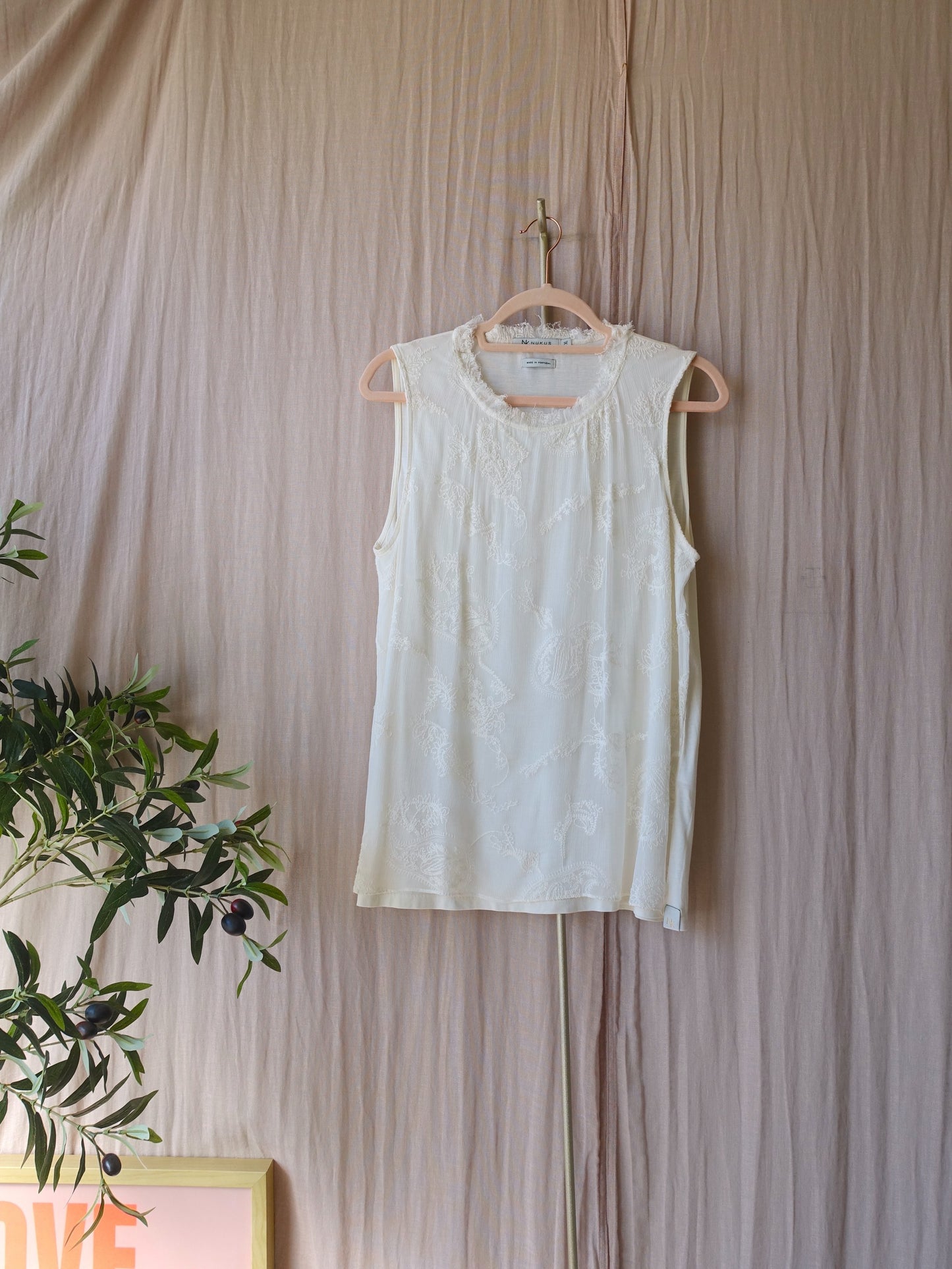Nukus baltar silkblend embroidery top off white