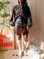 Nukus puff sleeve cotton blouse dark coffee