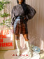 Nukus puff sleeve cotton blouse dark coffee