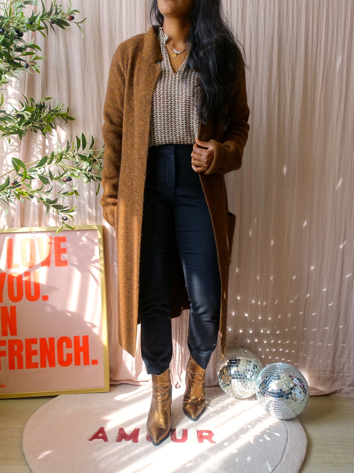 Neo Noir filja smock top cream coffee