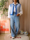Nukus meila embroidered gilet kobalt / wit