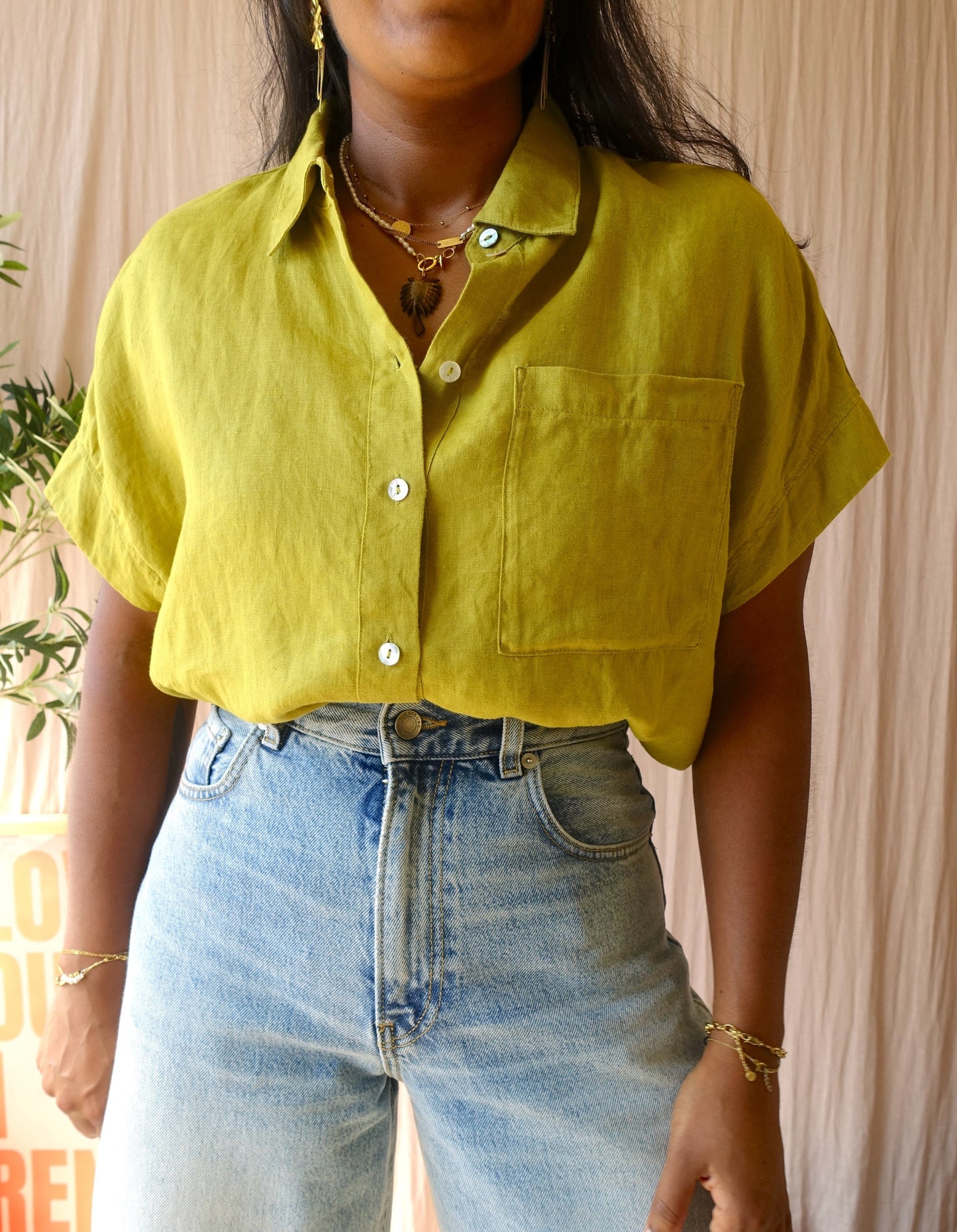 OPUS felisa 100% linnen shirt pistachio paradise
