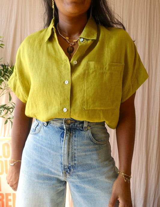 OPUS felisa 100% linnen shirt pistachio paradise