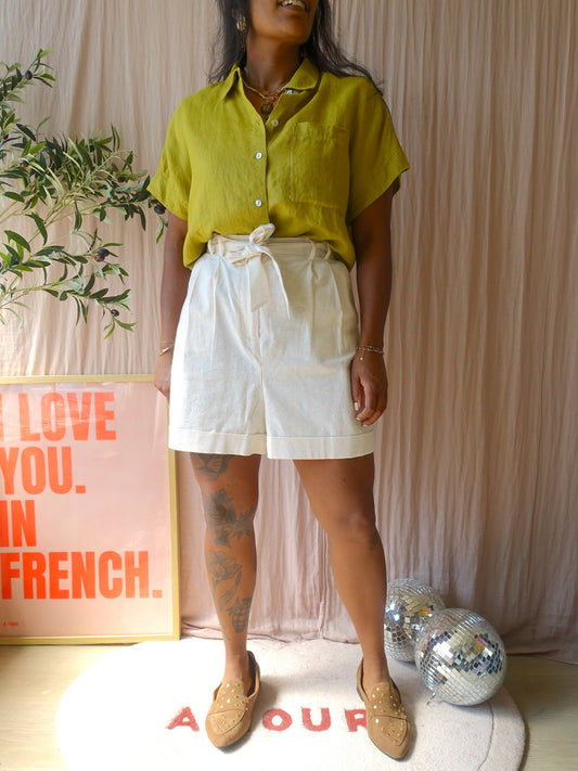 Cloud9 linnenmix high waist short ecru