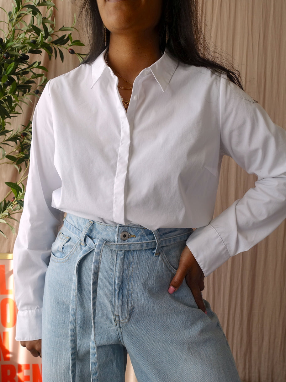 OPUS felicita slim fit stretch shirt cloud dancer