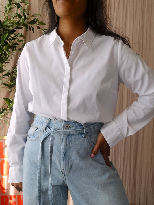 OPUS felicita slim fit stretch shirt cloud dancer