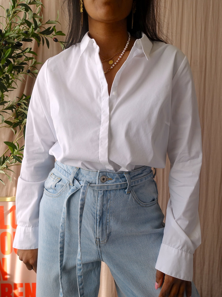 OPUS felicita slim fit stretch shirt cloud dancer