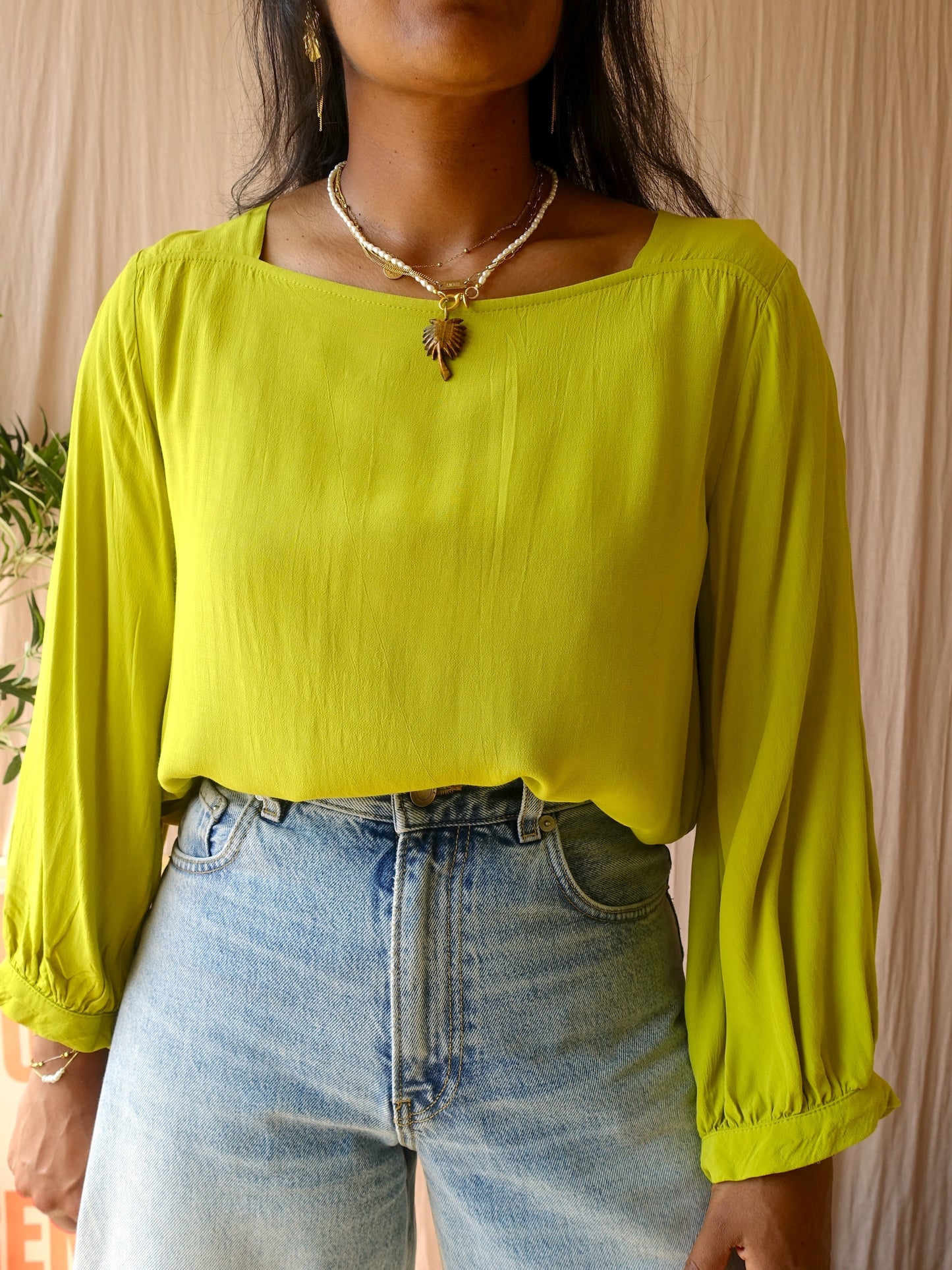 OPUS square neck top pistachio paradise
