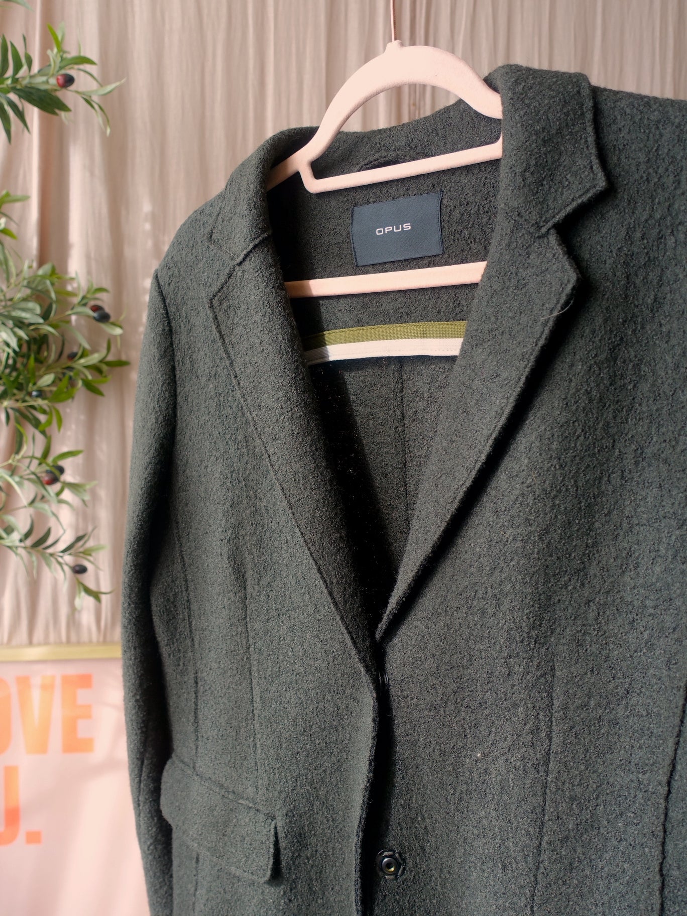 OPUS bouclé blazercoat haiba dark forest