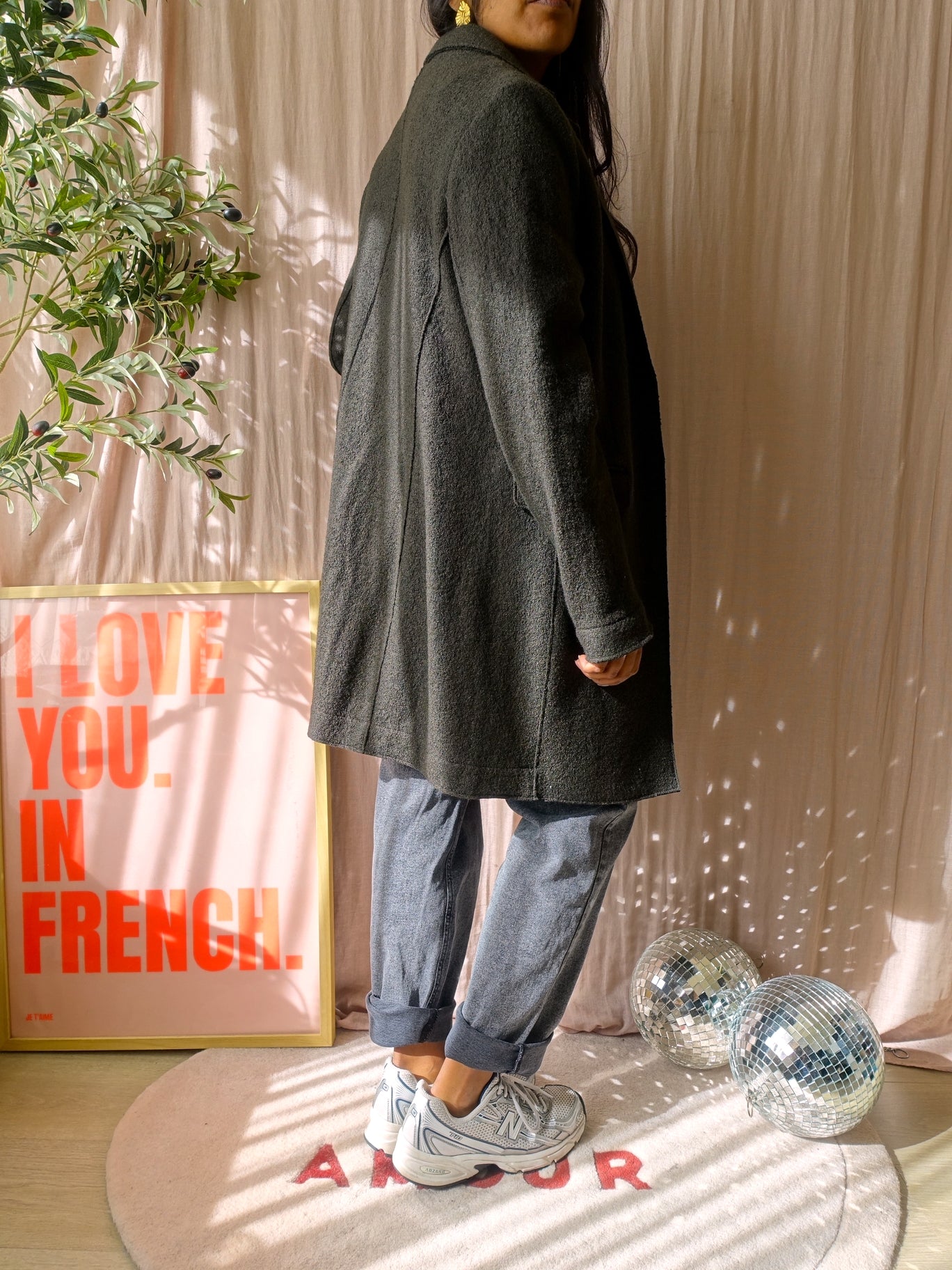 OPUS bouclé blazercoat haiba dark forest
