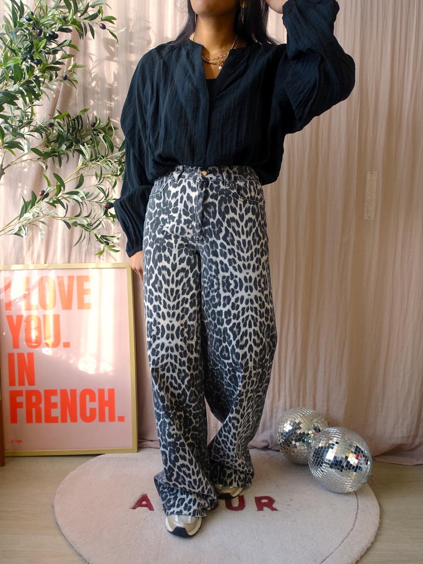 OPUS frapina crinkle blouse zwart