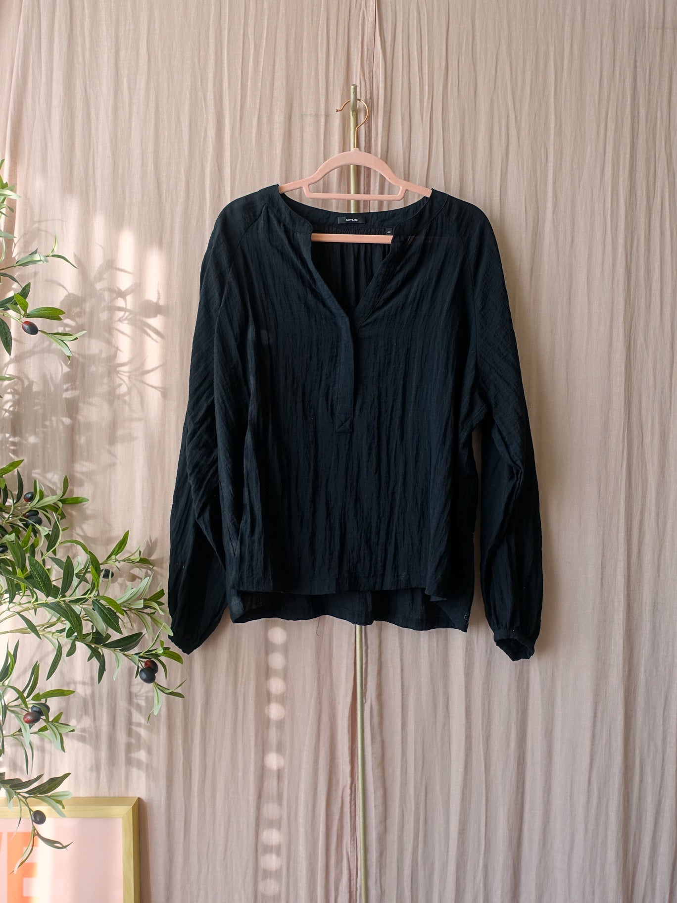 OPUS frapina crinkle blouse zwart