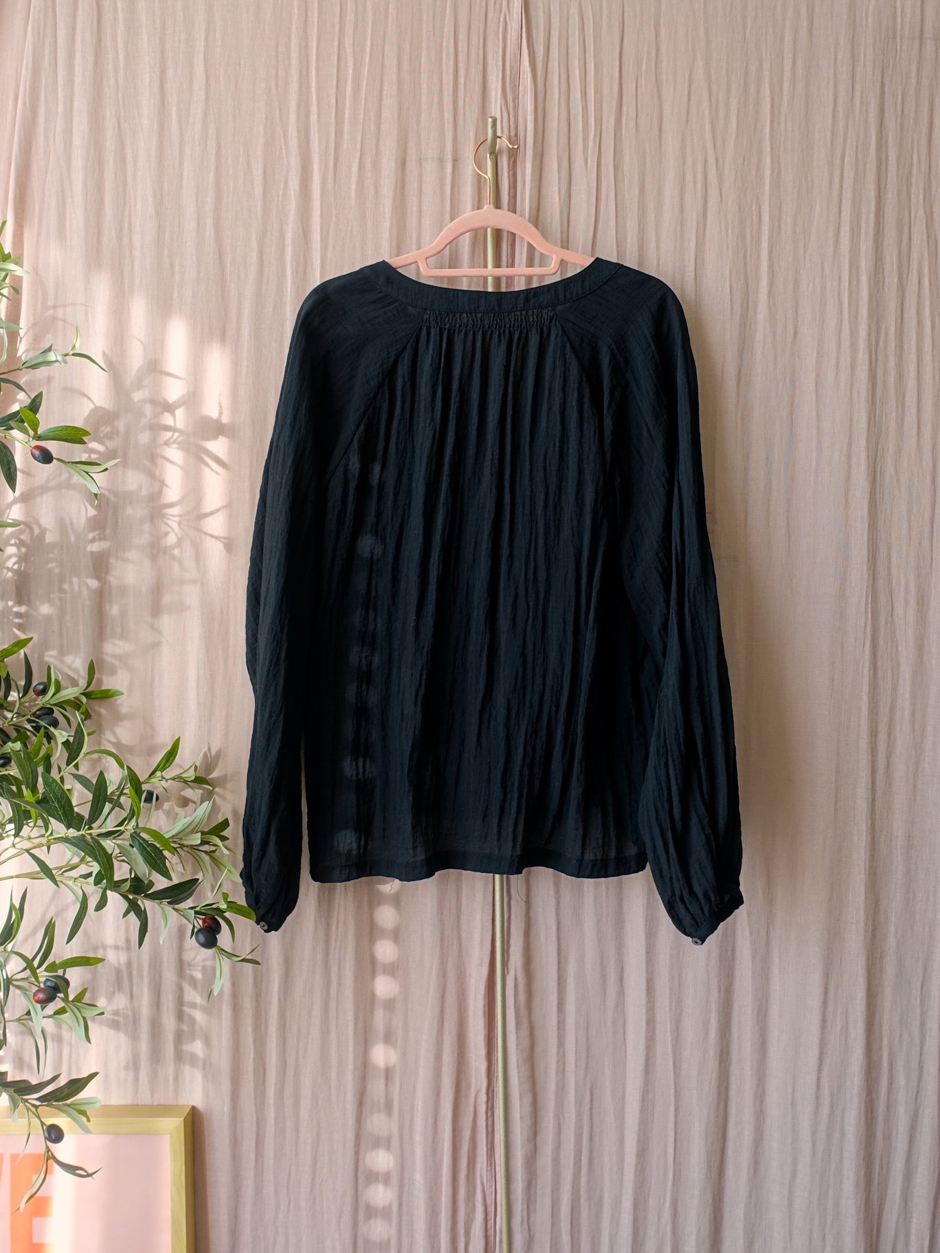 OPUS frapina crinkle blouse zwart