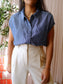 OPUS lyocell denim knot blouse