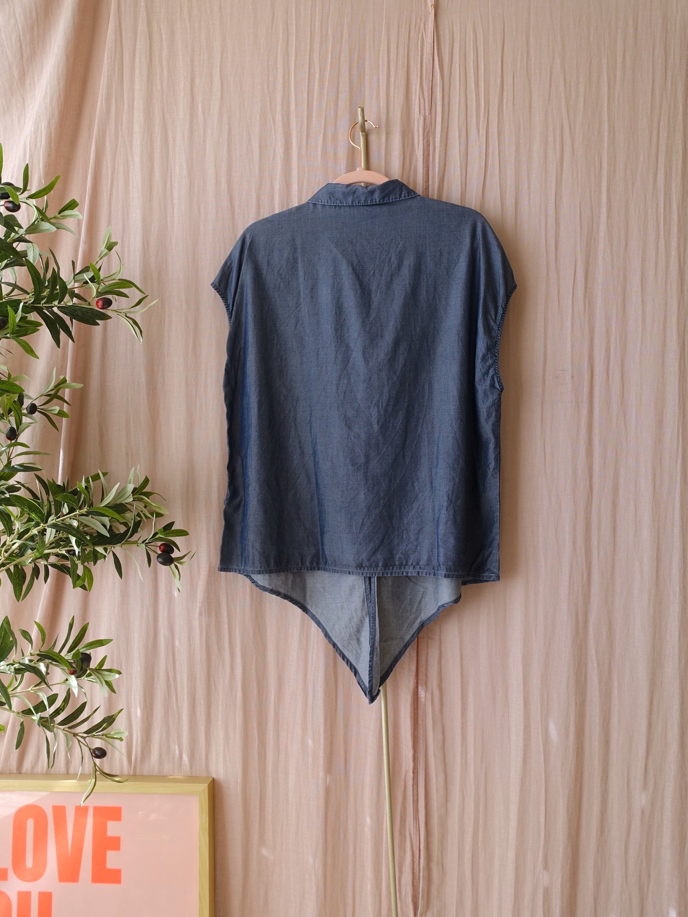 OPUS lyocell denim knot blouse