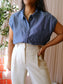 OPUS lyocell denim knot blouse