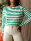 Opus santio striped longsleeve ecru / classic green