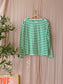 Opus santio striped longsleeve ecru / classic green