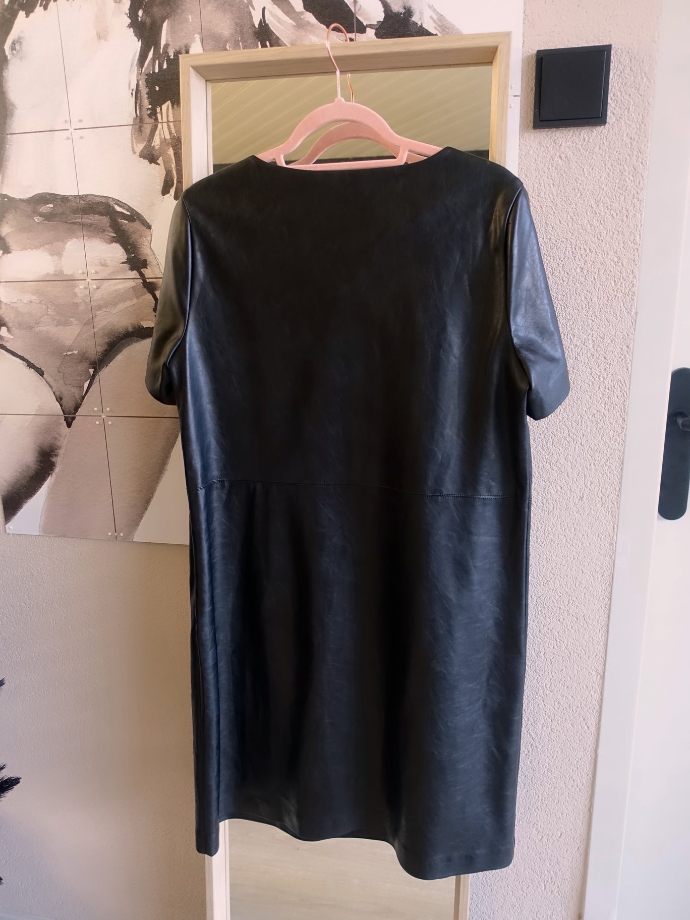 Opus wasine vegan leather jurk zwart