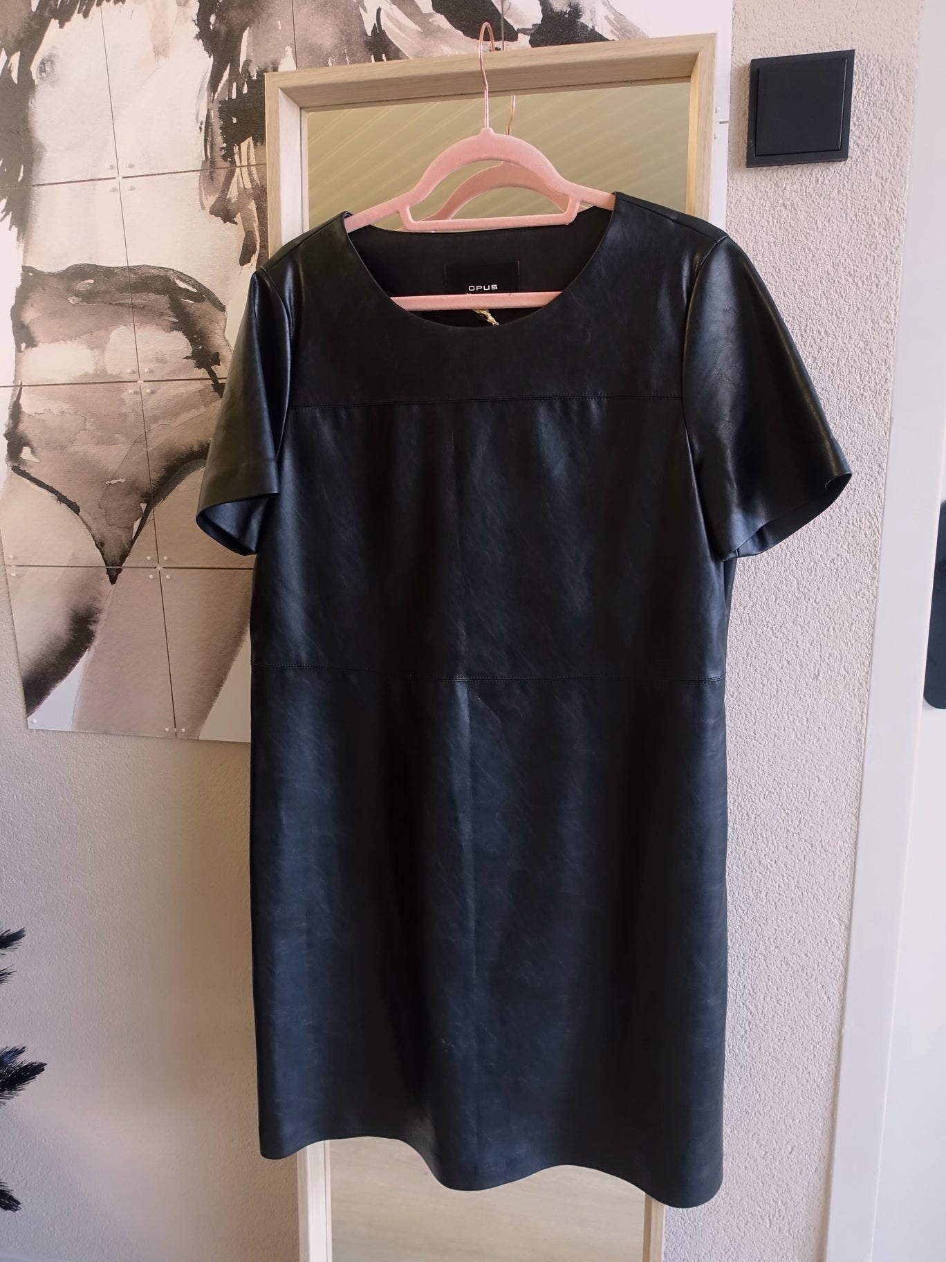 Opus wasine vegan leather jurk zwart