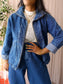 Zhida zip denim jacket dark indigo