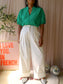 Poplin cotton smock detail top court green