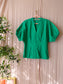 Poplin cotton smock detail top court green
