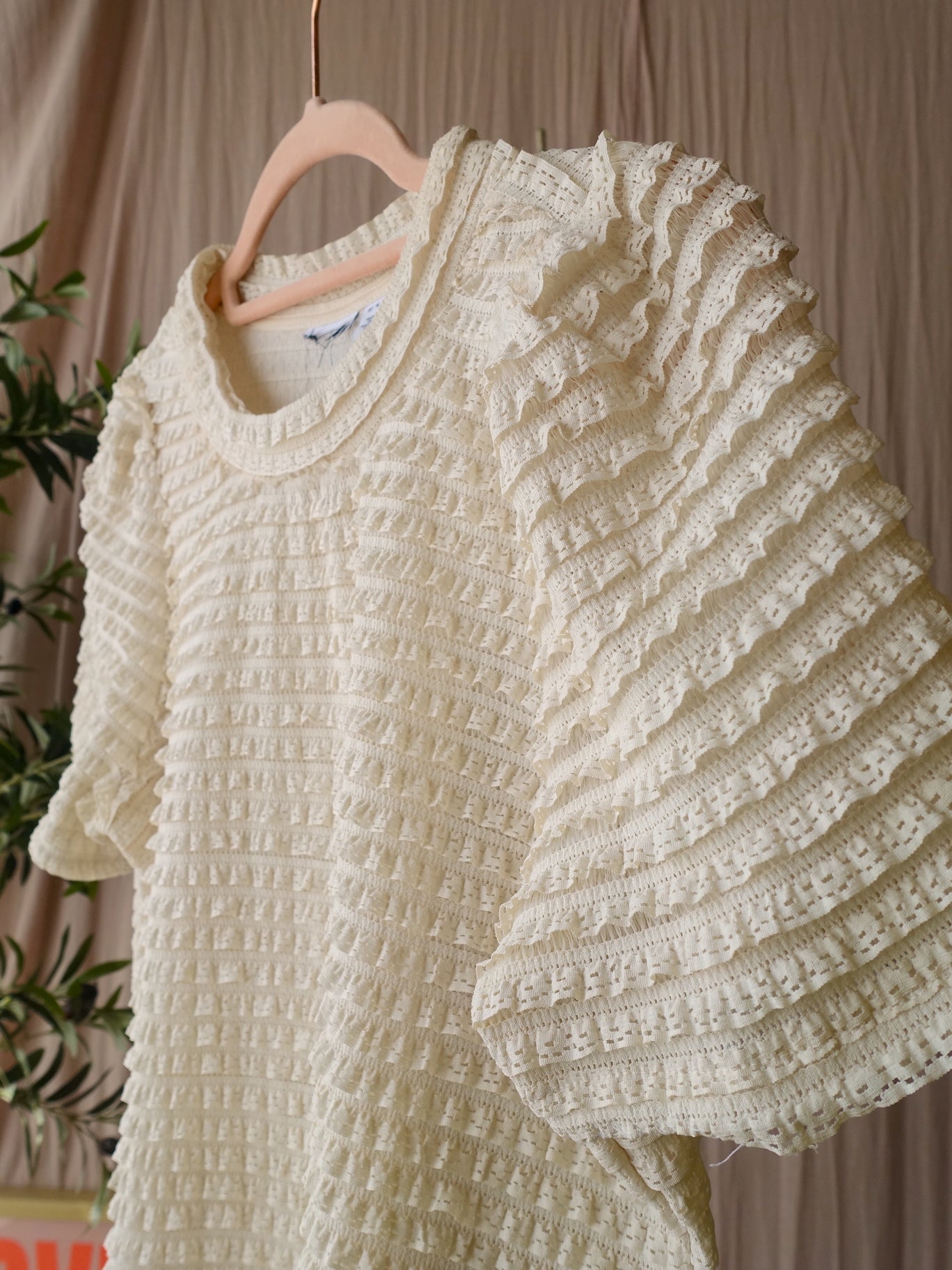 & Other Stories ruches lace top ecru