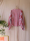 OU. Boutique poplin statement blouse wit / rood