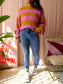 Blake Seven oversized striped knit oker / roze