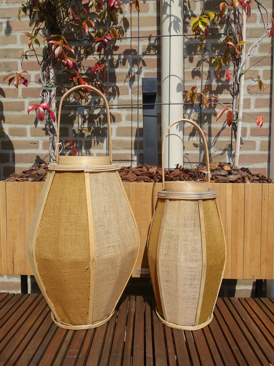 Jute lantaarns set/2 natural oak