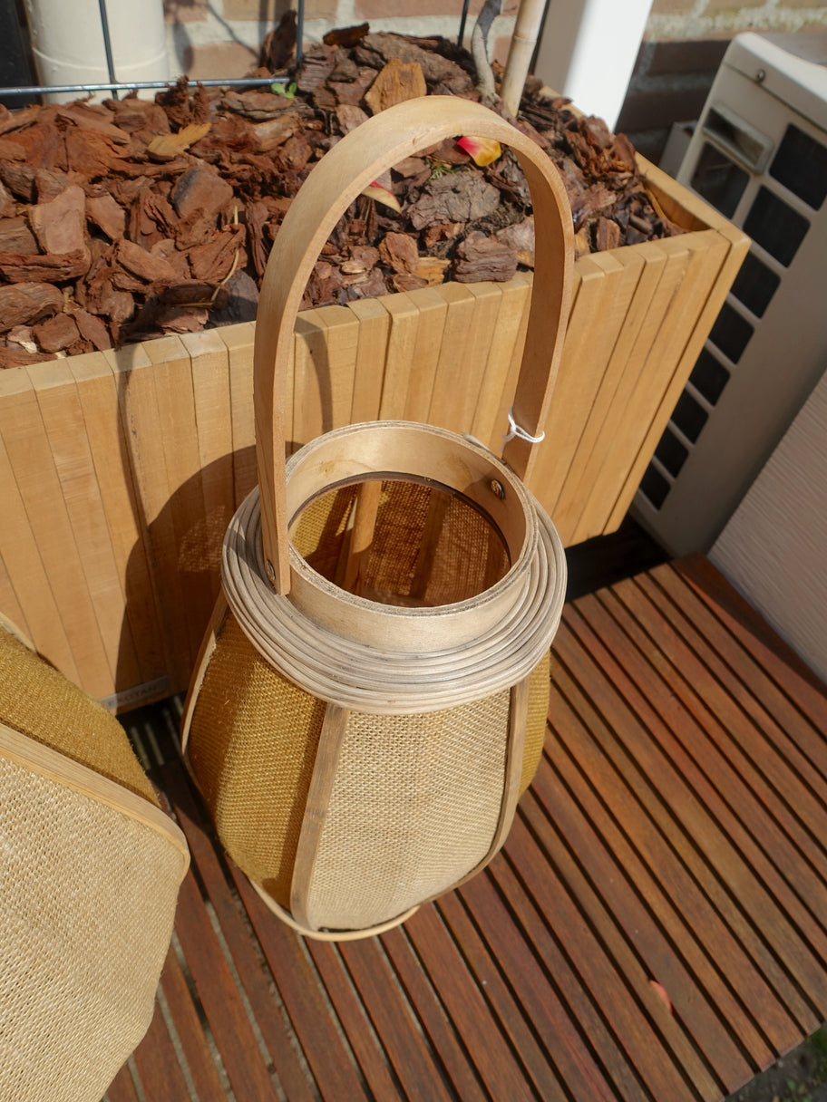 Jute lantaarns set/2 natural oak