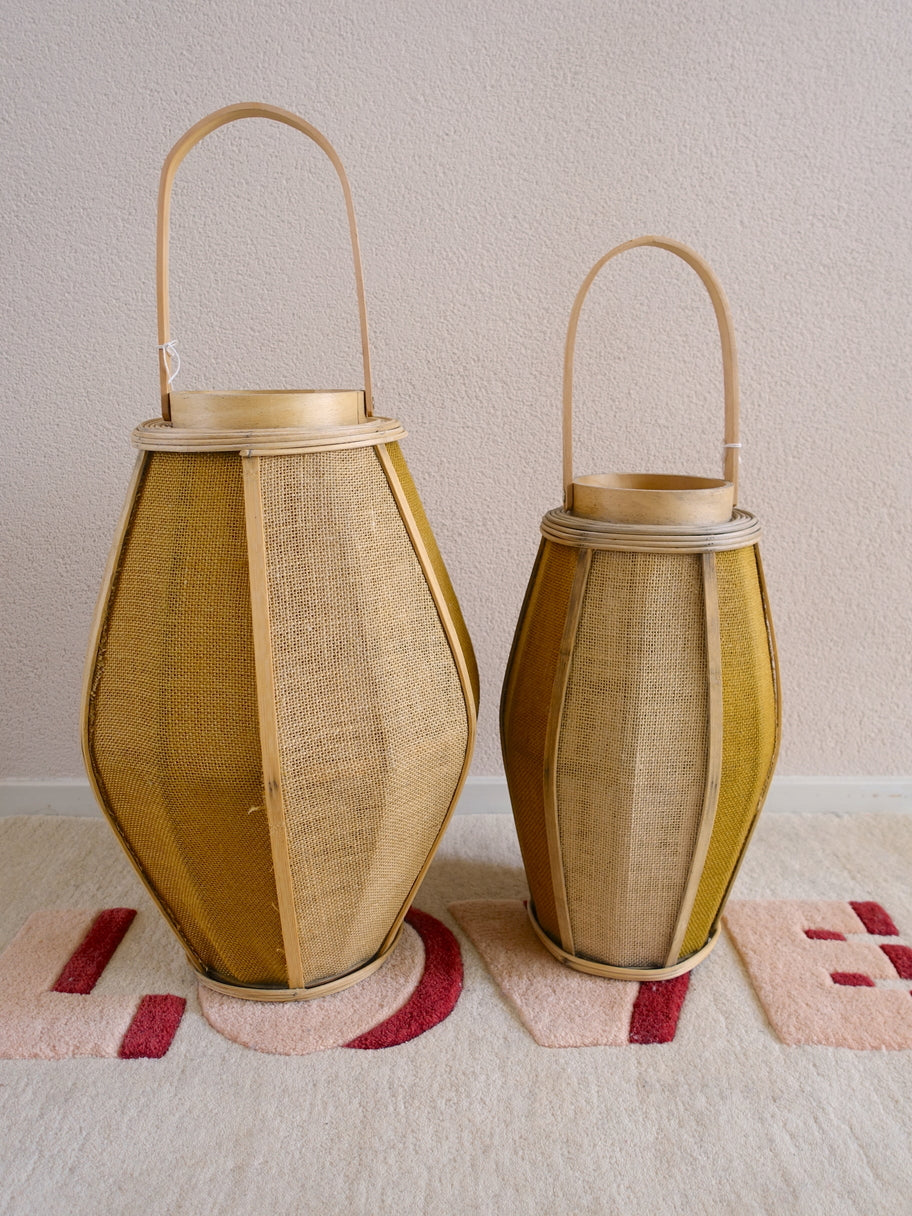 Jute lantaarns set/2 natural oak