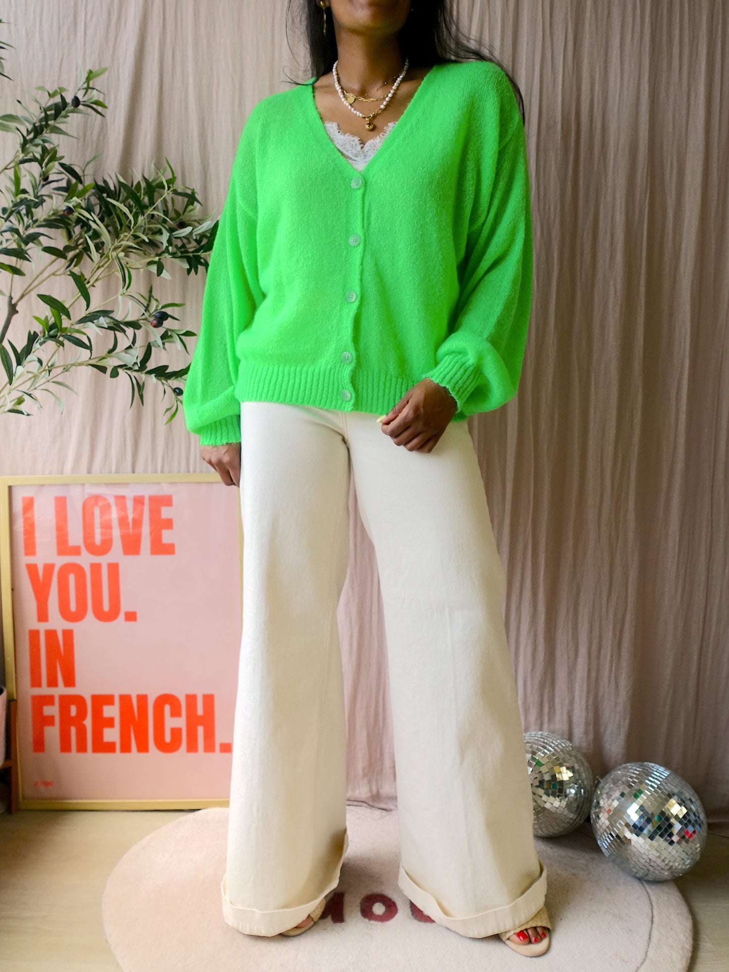 POM Amsterdam relaxed fit knit cardigan flash green