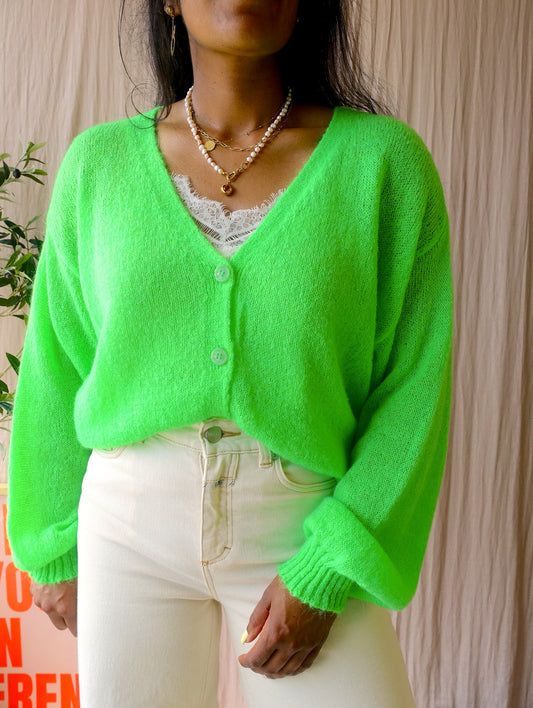 POM Amsterdam relaxed fit knit cardigan flash green