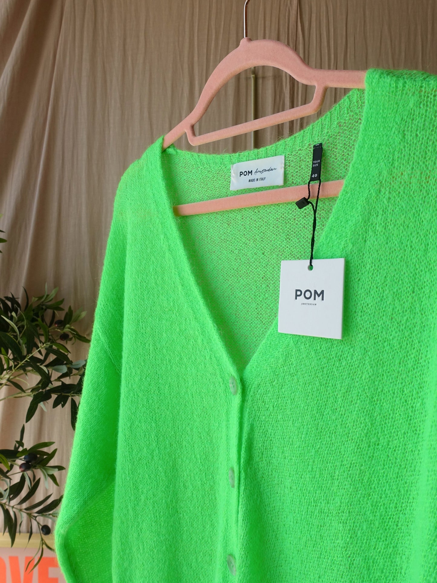 POM Amsterdam relaxed fit knit cardigan flash green