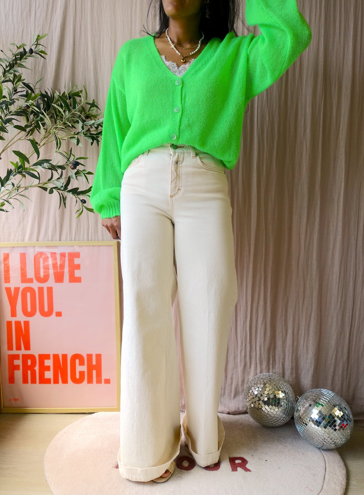 POM Amsterdam relaxed fit knit cardigan flash green