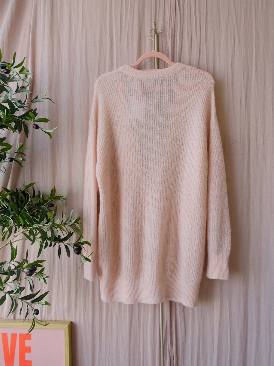 Penn & Ink mohairmix oversized cardigan rose quartz