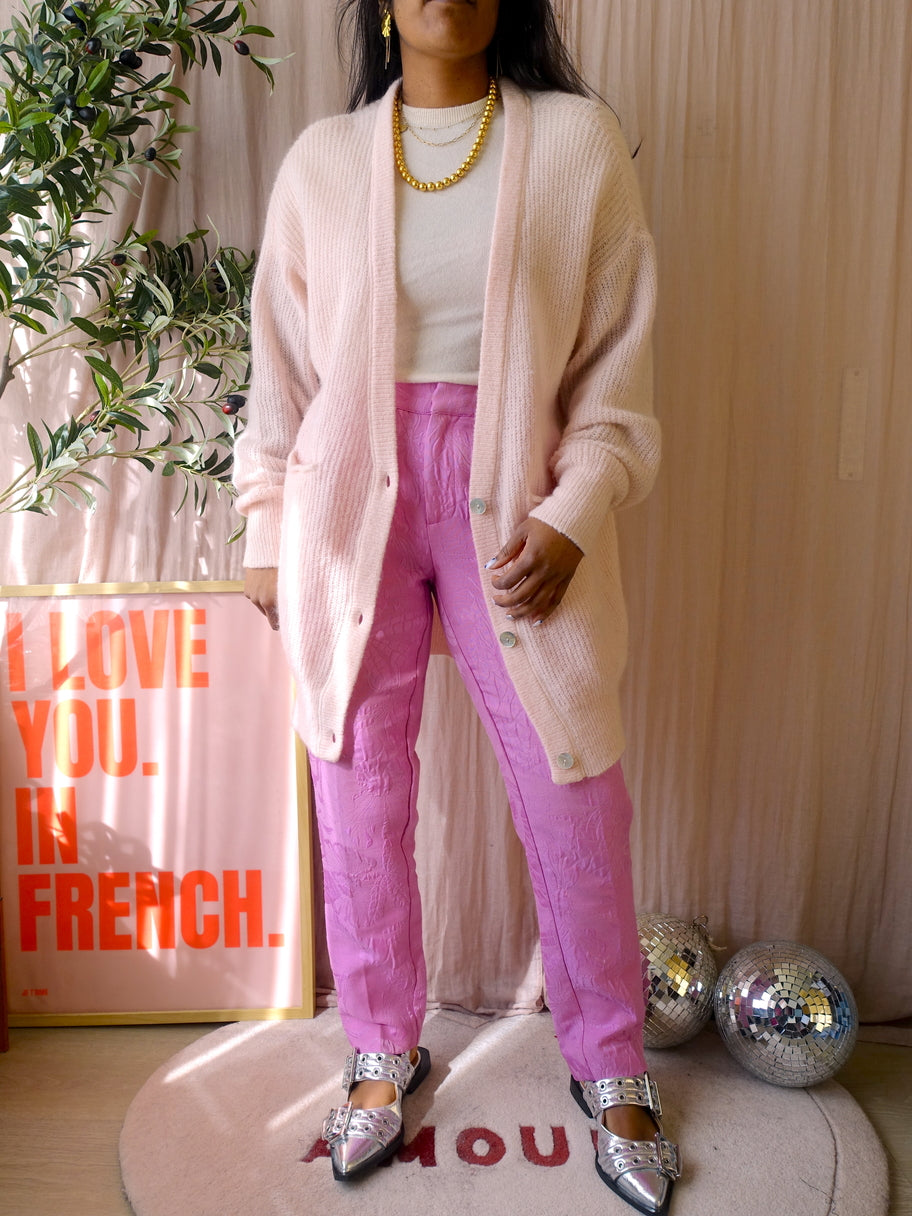 Penn & Ink mohairmix oversized cardigan rose quartz