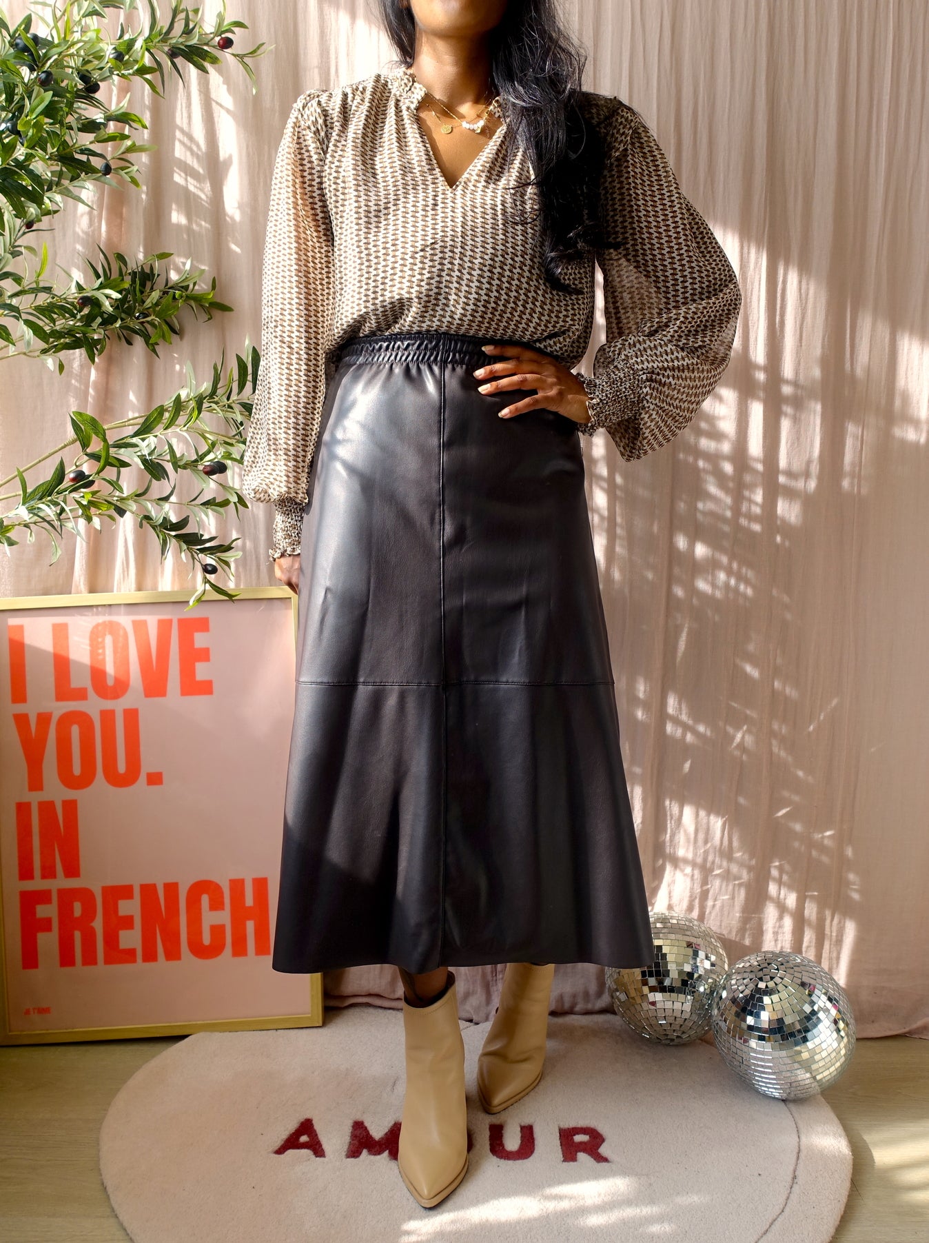 Neo Noir filja smock top cream coffee