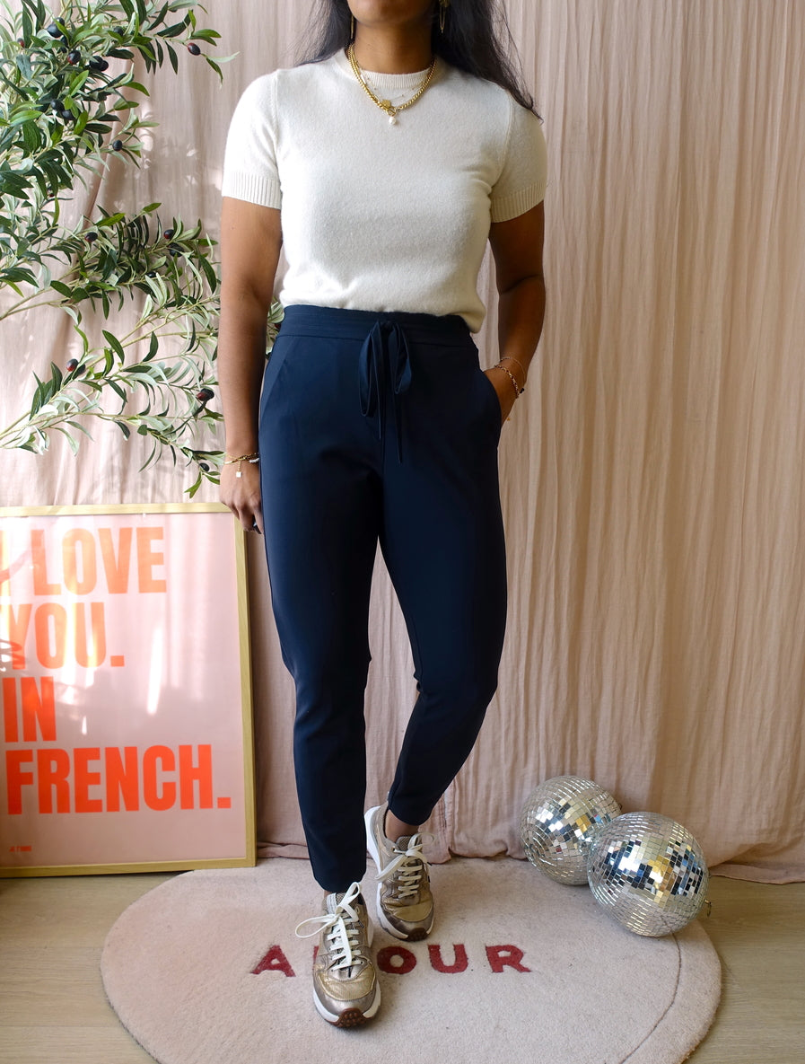 Studio Anneloes downstairs bonded trousers midnight blue