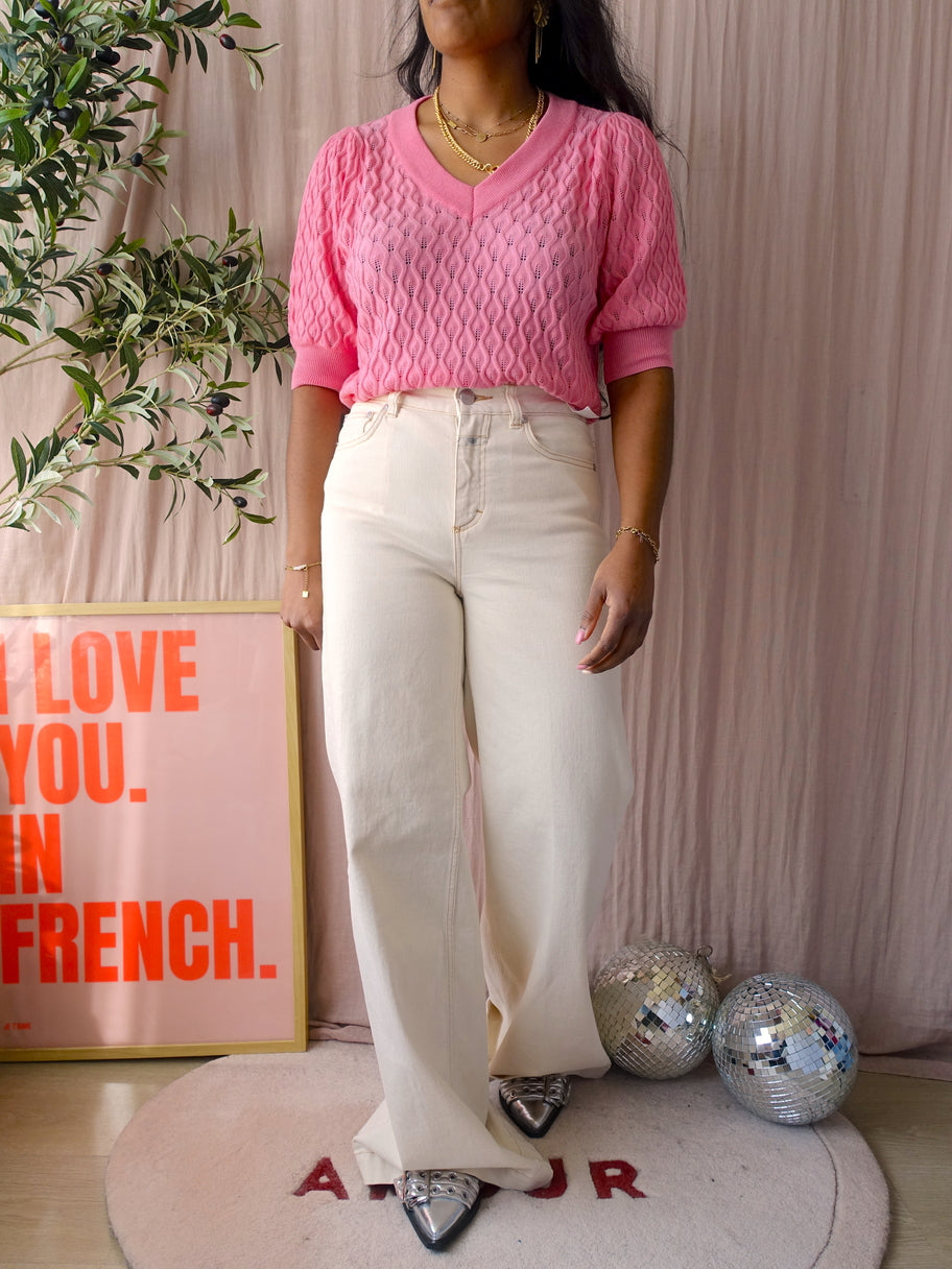 Peppercorn rosalia knit tee bubblegum pink