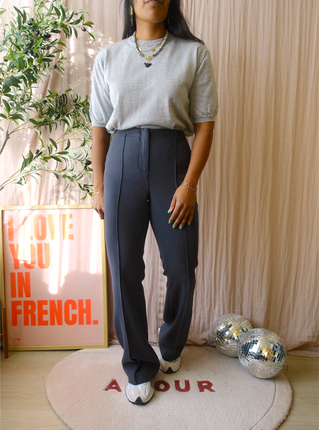 Peter Hahn woolmark knit tee silver grey