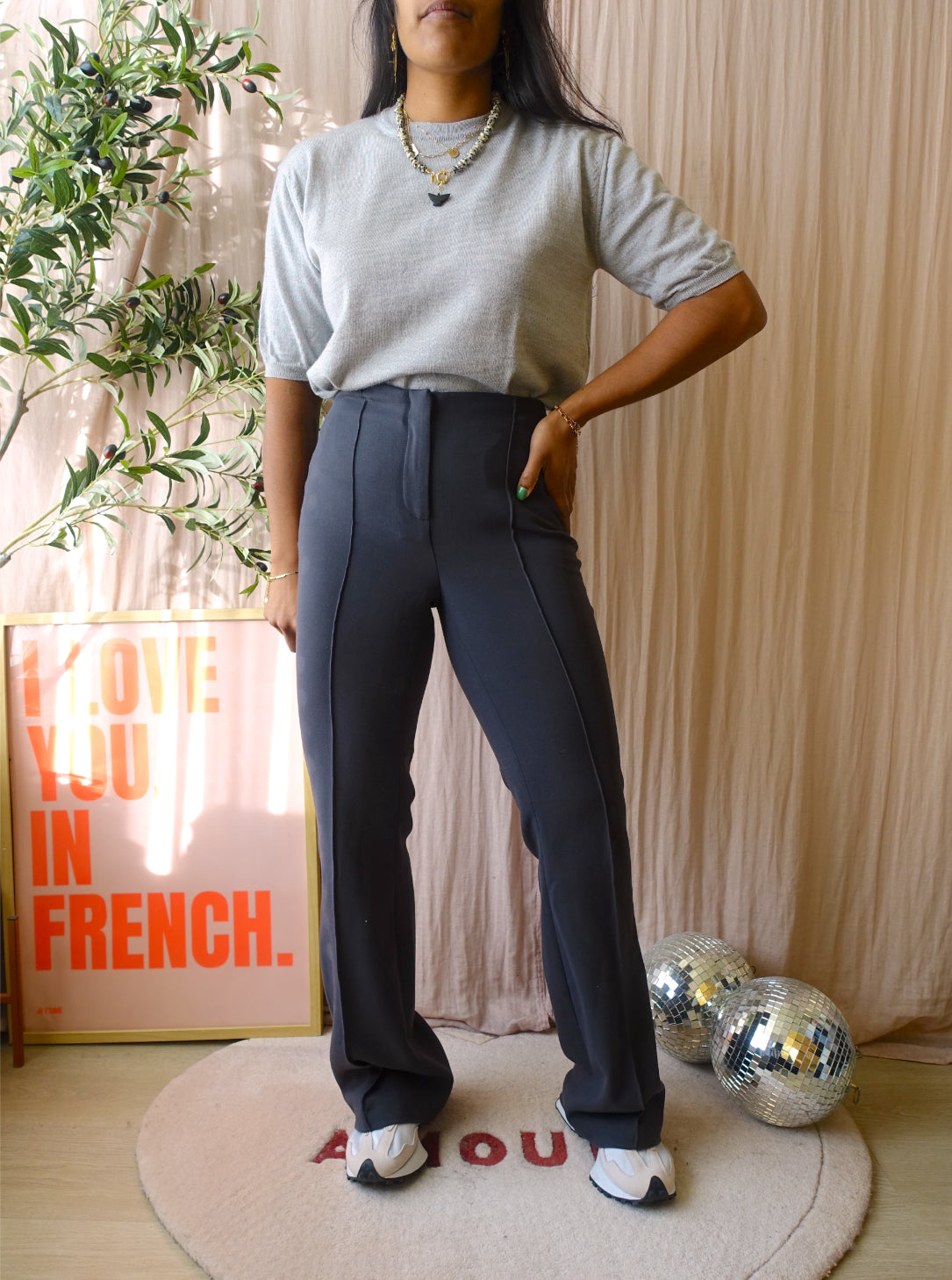 Peter Hahn woolmark knit tee silver grey