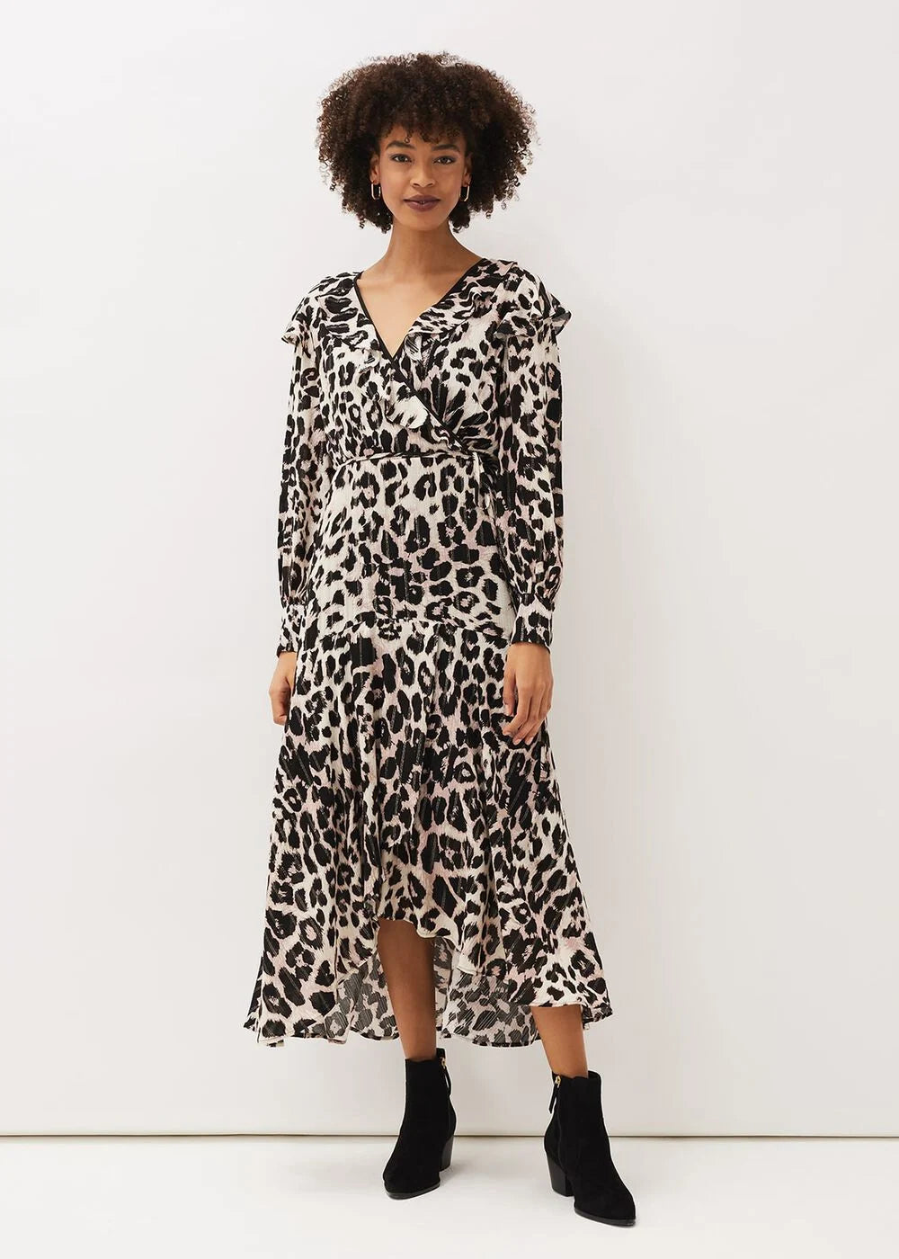 Phase Eight chelsie leopard wrap midi jurk