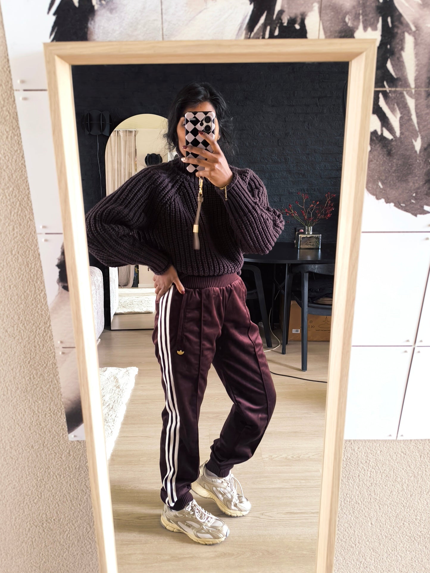 Adidas Originals limited firebird velvet pants chocolate brown