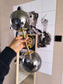 MADE art deco messing & rookglas wand / plafondlamp